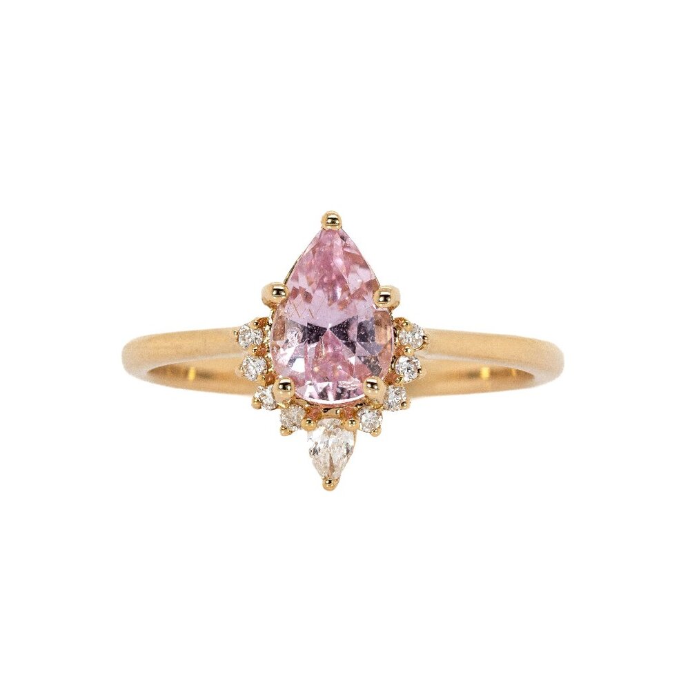 1.11cts Ceylon Pink Sapphire Ring in Solid 14K Gold with Natural Diamond Accents